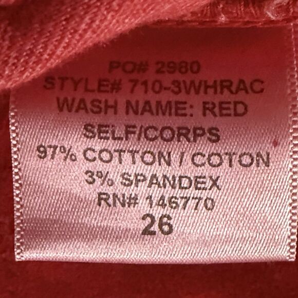 Re/Done Original Women 26 Red Velvet High Rise Ankle Crop Jeans Pants Button Fly - Picture 15 of 16